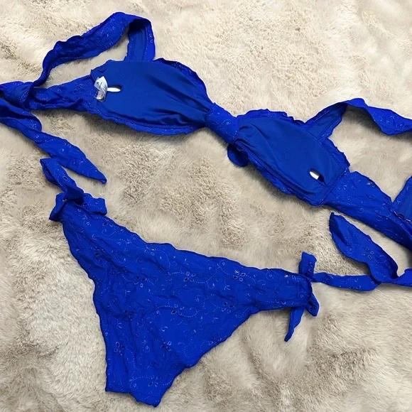 Pink Lilly Cobalt Blue Bikini Size Medium - Picture 4 of 5